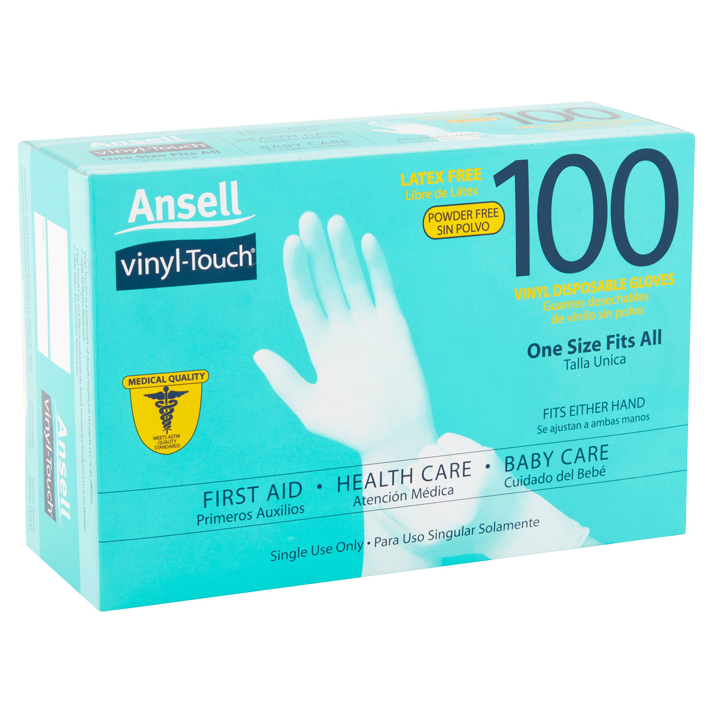 Ansell Vinyl Touch Gloves – Multi-Purpose, Disposable, Latex-Free, One Size Fits All! 100ct Gloves - image 2 of 4