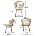 thumbnail image 3 of GDF Studio Cowen Outdoor Wicker Dining Chairs with Cushion, Set of 2, Light Brown, Black, and Beige, 3 of 8