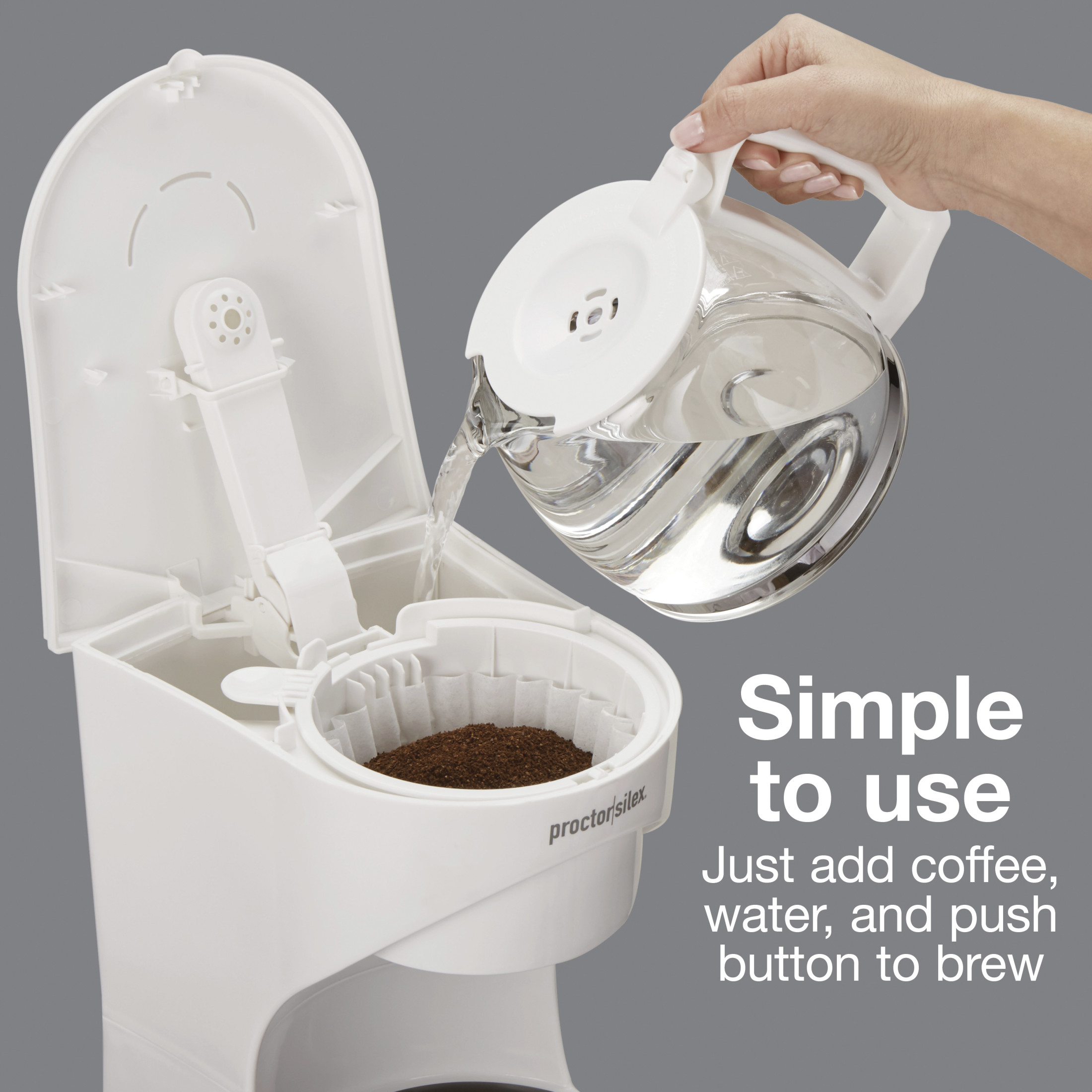 Proctor Silex 12-Cup Drip Coffee Maker Machine with Glass Coffee Pot, Cafetera, White