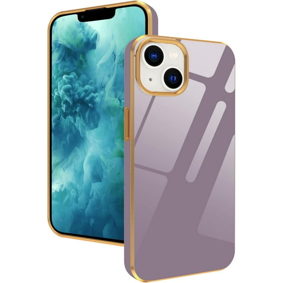 iPhone 14 Case Cute Luxury Electroplated Soft TPU Phone Cover Scratchproof Shockproof Protective Phone Case for iPhone 14 Purple