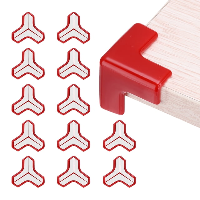 Uxcell Protecteurs de Coin 12 Pcs Protecteurs de Coin de Table Pare-Chocs de Meubles (en Forme de T, Rouge)