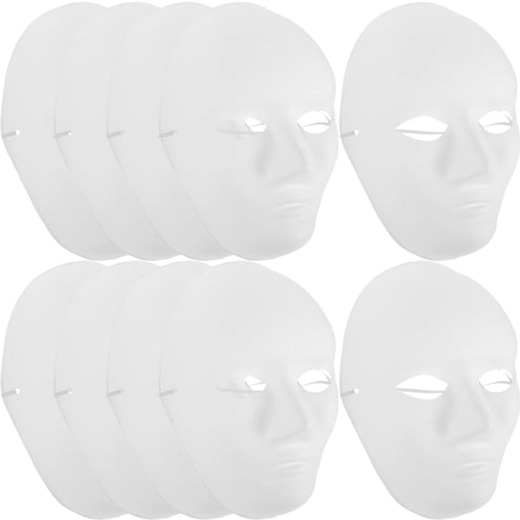 Máscara De Papel Maché Amosfun Blanco Para Pintar y Cosplay Para Adultos
