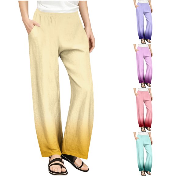 SROBPTY Teen Girls Pants Print Elastic Waist Yoga with Pockets Leggings