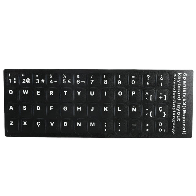 Calcomanía De Teclado De Idioma, Pegatina De Teclado Universal En Español, Letra Blanca Para Escritorio, Portátil De 10 A 17 Pulgadas Para PC
