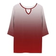 thumbnail image 6 of Xdegoge Tunic Tops for Women Notch V Neck Three Quarter Sleeve Casual Workwear Loose Fit Gradient Ombre Print Lightweight Flowy Spring Tops Everyday Fashion Basic Tees, 6 of 7