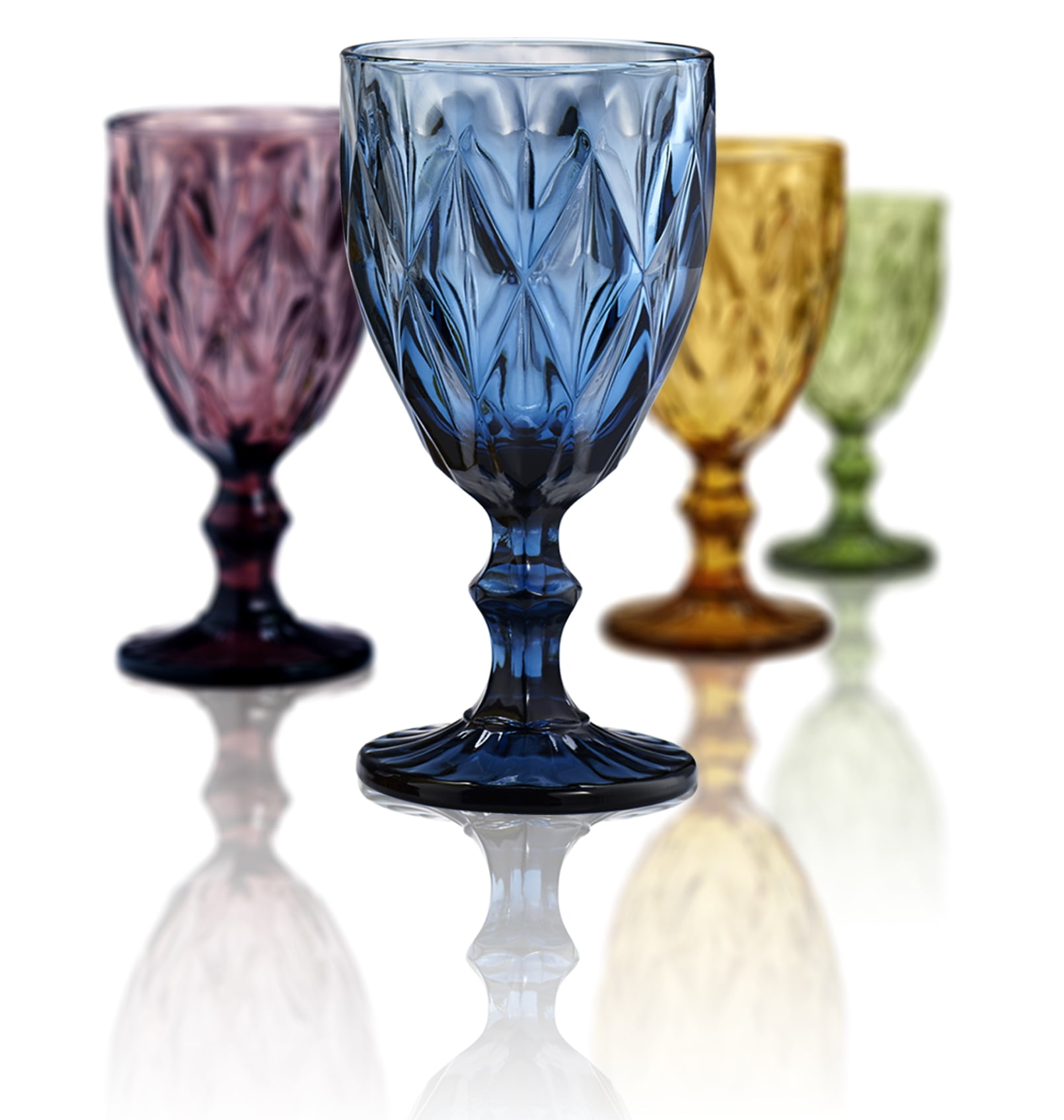 Artland Highgate Assorted Color Glass 11 Ounce Wine Goblet, Set of 4