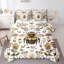 Feelyou 7-Piece Rustic Bee Queen Bedding Set, Kids Jungle Mushroom