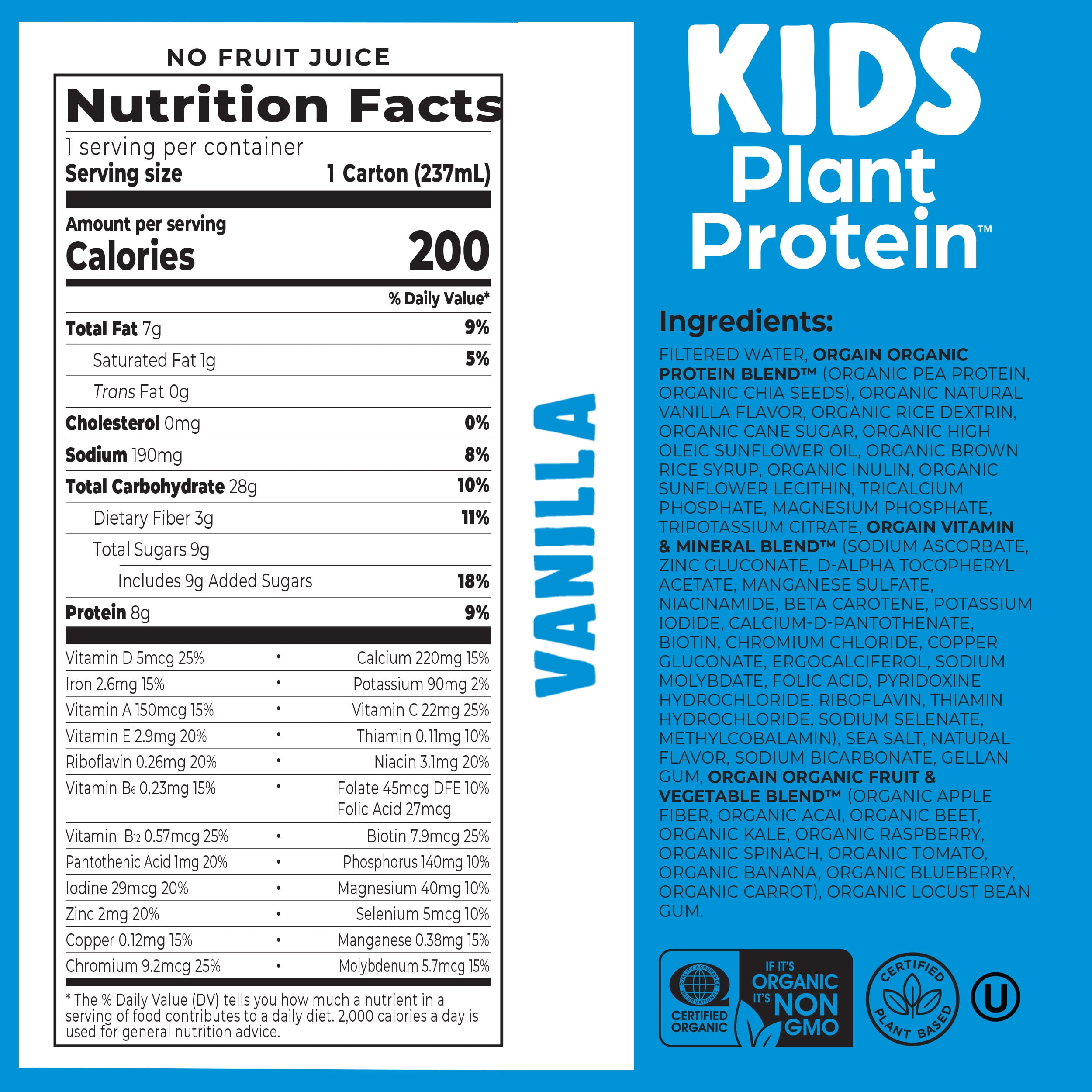 Kindersprout® Organic Plant Protein Vanilla Kids Nutrition Shake