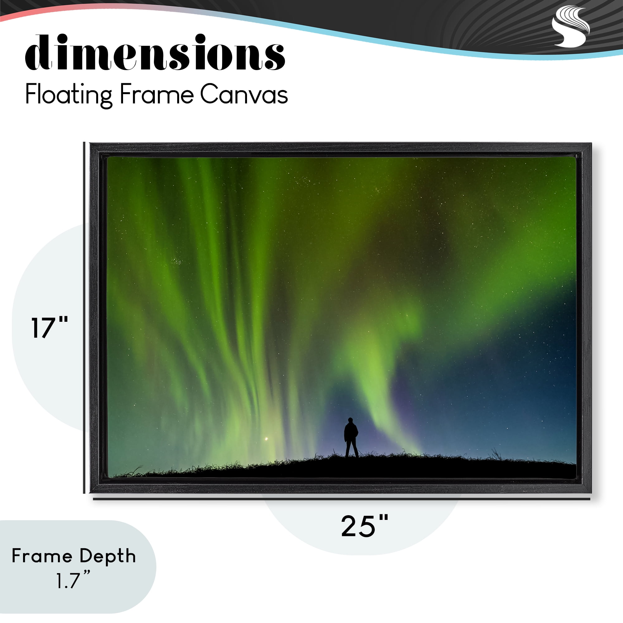 Stupell Industries Envelop Northern Lights Silhouette Black Framed Floater Canvas Wall Art, design by Shelley Carlisle