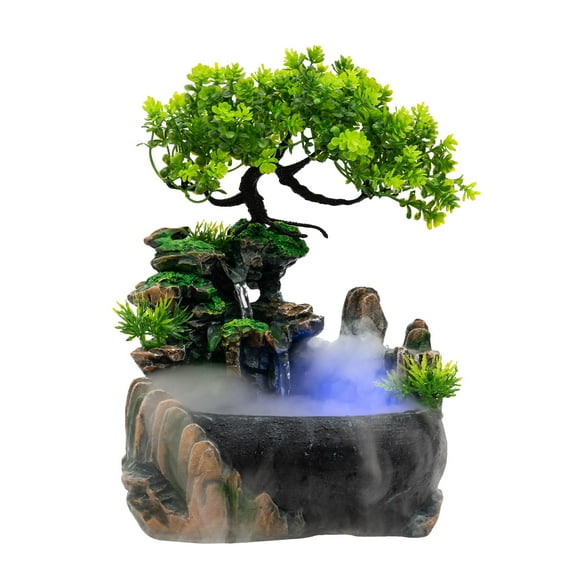 Fontaine de Table Rocaille Cascade Fontaine de Bureau Mini Rocaille Artisanat Cadeau Humidificateur Atomisant Fontaine pour Maison Bureau Chambre Décoration de Bureau