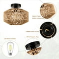 DONGPAI Rattan Light Fixtures Ceiling Mount, Boho Flush Mount Ceiling ...
