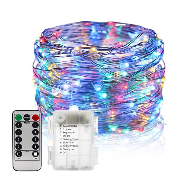 Irfora 5M / 16.4ft 50 LEDs Luces de hadas Lámpara de alambre de cobre Cadena de luz de Navidad 8 modos de iluminación con control remoto 3 * AA Cell Powered para la decoración del hogar del jardín del Irfora Cadena de luz