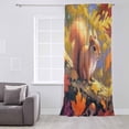 thumbnail image 3 of Fall Forest Squirrel Semi Sheer Curtains Drapes for Living Room, Bedroom, French Doors Window 84 Inches Long, Orange Maple Leaf Autumn Mushroom Rod Pocket Chiffon Curtain Drapery Voile Drape Panel, 3 of 6
