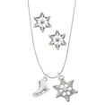 thumbnail image 1 of Delight Jewelry Silvertone 3-D White Ice Skate Silver tone Snowflake Charm Necklace and Stud Earrings, 1 of 4