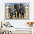 thumbnail image 2 of Adhesivos de pared 3D con efecto de ventana, elefante, sabana africana, 2 of 3