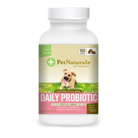 Pet Naturals of Vermont Daily Probiotic for Dogs, Digestive Health Supplement, 160 Bite-Sized (Best Probiotics For Cats)