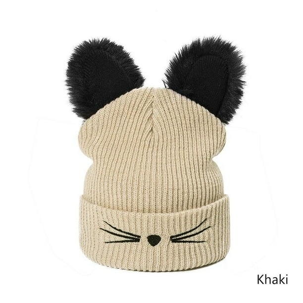Womens Cat Ears Imitation Mink Hat Skullies Fur Pom Pom Hat Female Hat Cute Hat Walmart Com Walmart Com