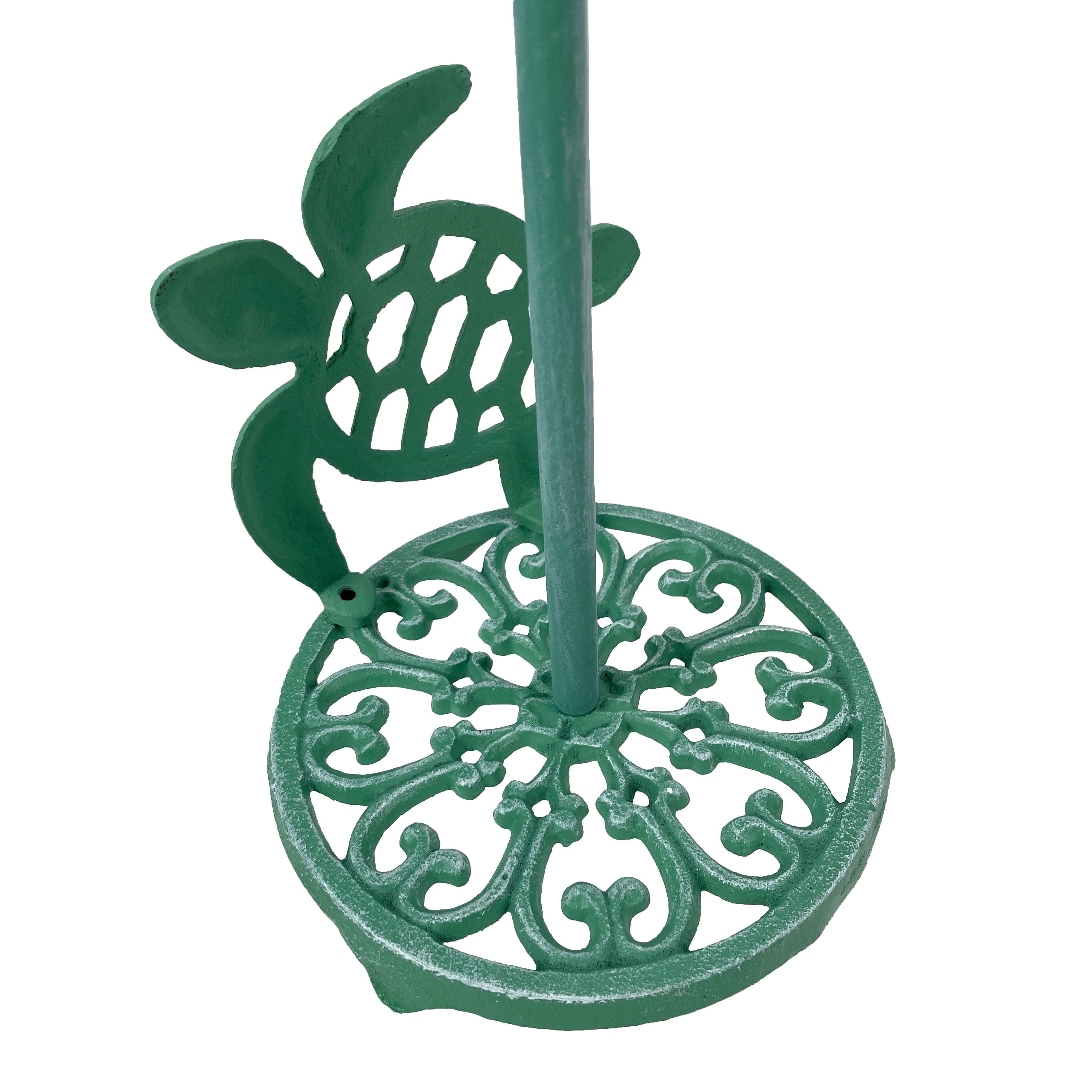 Things2Die4 Sea Turtle Cast Iron Paper Towel Holder – Stunning 13” Tall Coastal Home Decor - Green - Size 13 inches