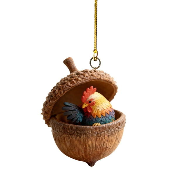 1/8 piezas Adorno navideño Adorno acrílico con forma de bellota de animales del bosque Decoración colgante para fiestas navideñas Regalo de Navidad