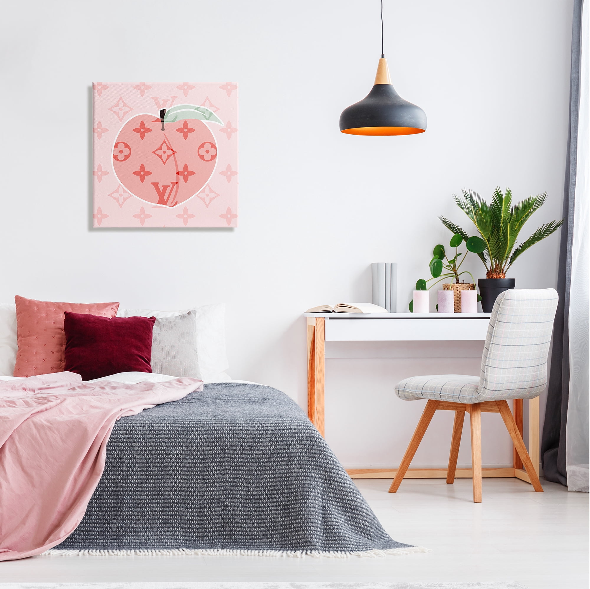 Stupell Industries Pink Patterned Peach Food & Beverage Painting Gallery Wrapped Canvas Print Wall Art, 24 x 24
