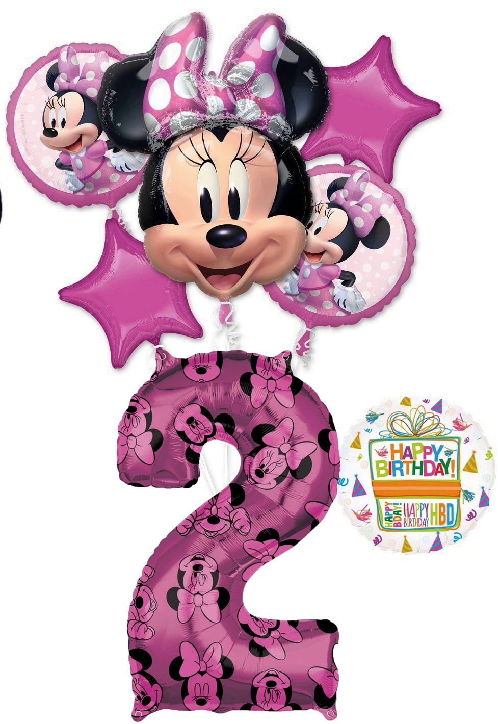 Dezelfde een schuldeiser rooster Minnie Mouse Party Supplies 2nd Birthday Happy Helper Balloon Bouquet  Decorations - Walmart.com