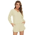 thumbnail image 3 of Loungewear for Women Long Sleeve Top and Shorts 2 Piece Pajama Set with Pockets(LightPink 2XL), 3 of 6