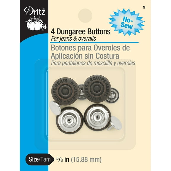 5/8" Dungaree Buttons, 4 pc, Copper