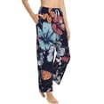 thumbnail image 2 of Uemuo Flowers ad Butterflies Pattern Women's Wide Leg Palazzo Lounge Pants with Pockets Light Weight Loose Comfy Casual Pajama Pants-Medium, 2 of 9