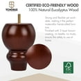thumbnail image 3 of TCHOSUZ 5 inch / 12cm Wooden Furniture Legs, Pack of 4 Brown Solid Wood Turned DIY Replacement Bun Feet with M8 Hanger Bolts & T-Nuts or Sofa Couch Cabinet Recliner Ottoman Riser, 3 of 6