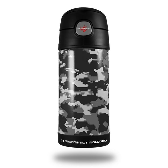Skin Decal Wrap for Thermos Funtainer 12oz Bottle WraptorCamo Digital Camo Gray (BOTTLE NOT INCLUDED) by WraptorSkinz