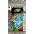 thumbnail image 3 of Ambesonne Nebula Quilted Bedspread Set 2 Pcs, Supernova Stars Cosmos, Twin Size, Black Teal Orange, 3 of 3