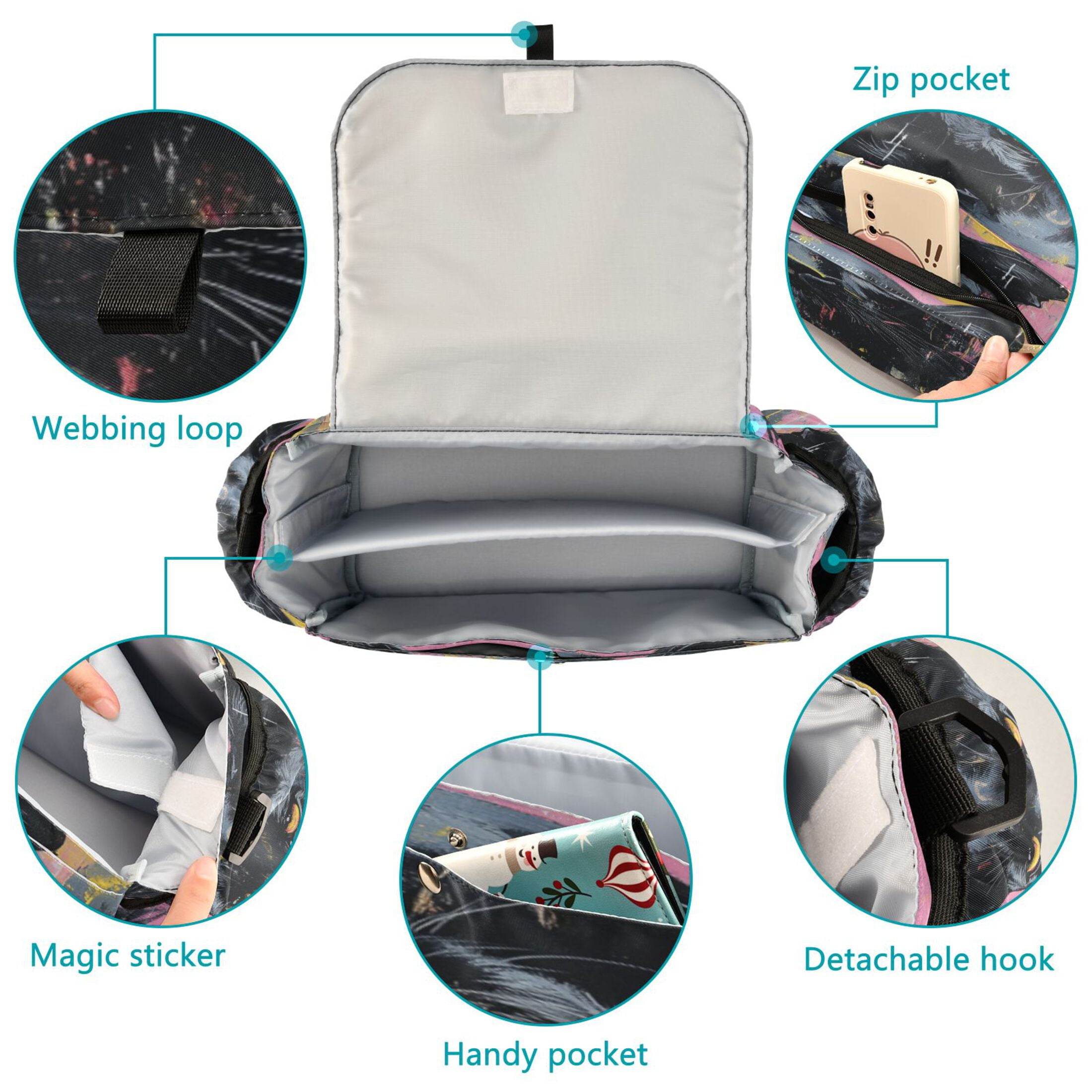 DIXRUYEE Stroller Organizer Vivid Guardian Printed