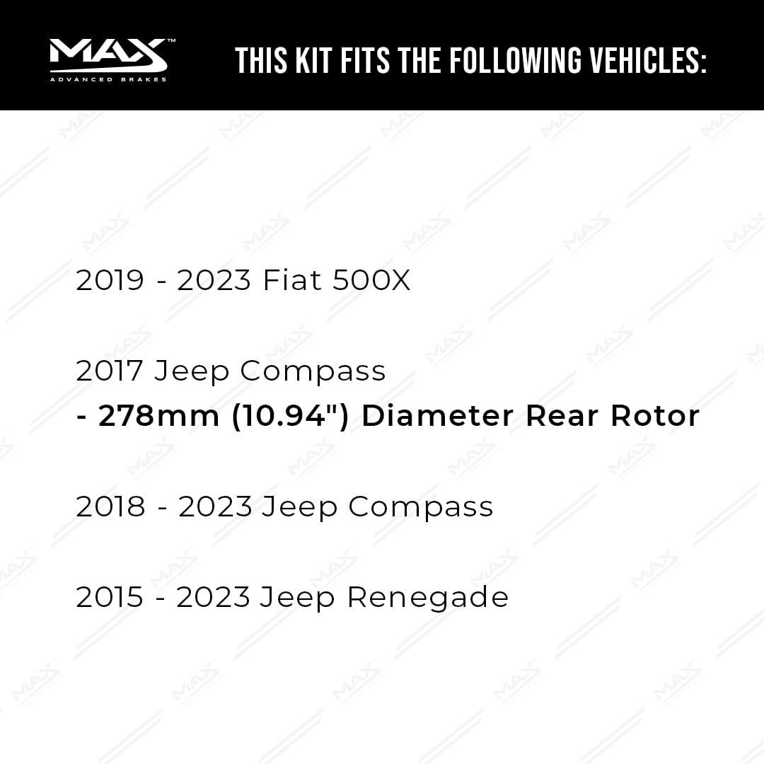 MAX Advanced Brakes - Brake Kit For 2017-2023 Jeep Compass, 2015-2023 Renegade | Carbon Ceramic Brake and Rotor Kit Front and Rear | Daily Driving OE Replacement Brake Rotors