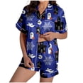 thumbnail image 3 of MuXiKeJi Clothes Halloween Pajamas Women Ghost Pumpkin Print Short Sleeve Button Up Shirts and Shorts 2 Piece Set Cute Matching Pjs Sleepwear,Womens Halloween pj Sets Shorts, 3 of 9
