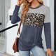 thumbnail image 3 of Top De Manga Larga Camisa de otoño para mujer Top Estampado de leopardo Raya horizontal Estilo sexy Traje de vacaciones Cgtredaw Azul Marino S para Mujer, 3 of 6