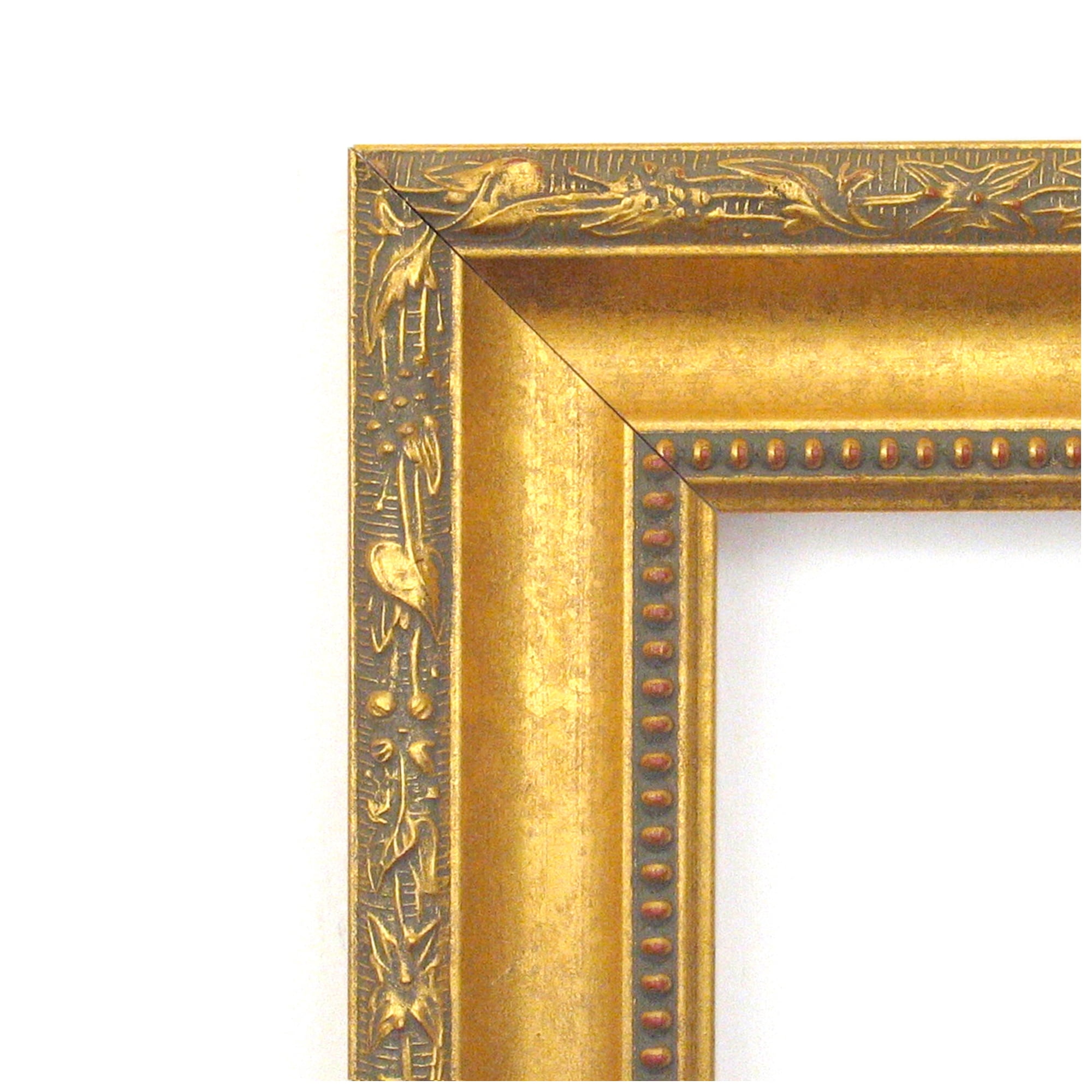 Amanti Art White Cork Board Wood Framed Colonial Embossed Gold Bulletin Board 32 in. x 24 in.