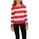 thumbnail image 1 of Ecko Unltd. Suéter de punto de cable con rayas y cuello abierto para mujer, rosa, pequeño, 1 of 3