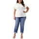 thumbnail image 2 of Blusas casuales de punto sólido de cuello redondo de manga corta para mujeres de tallas grandes Agnes Orinda 4X blancas, 2 of 6