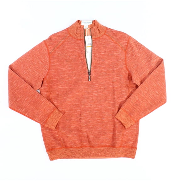 Tommy Bahama Men's Flipsider Half-Zip Reversible Sweater Sweatshirt,Kimona Red,S