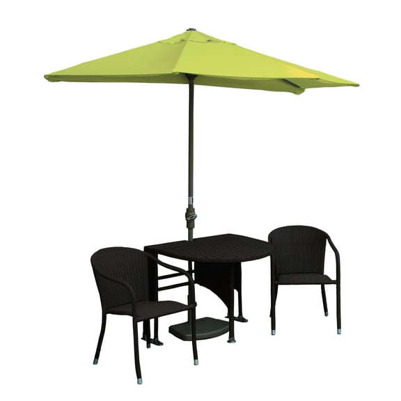 Outdoor Patio Table Set with Half-Canopy Umbrella - Java Color