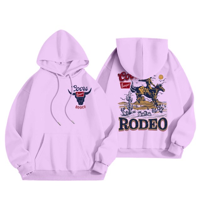 Unisex Retro 90s Western Cowboy Print Denim Style Hooded Sweatshirt