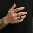 thumbnail image 3 of 9 Pieces Elegant Silver Alloy Rings Set for Men and Women Gothic Theme, 3 of 13