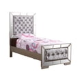 thumbnail image 2 of Contemporary Home Living Diamond Tufted Twin Panel Bed with Mirror - 80" - Silver Champagne, 2 of 4