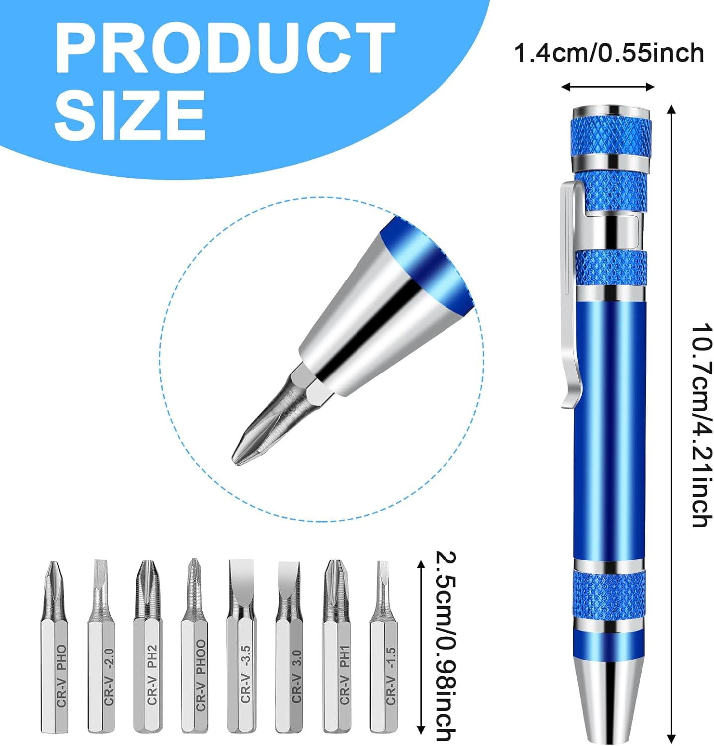 MKEUDQ-4 Pieces Pen Screwdriver, 8 In 1 Multitool Pen Set Pocket Screwdriver Mini Tools Magnetic Multi Screwdriver Pen Precision Function Crossing Flathead Screwdriver Mini Gift for Adults