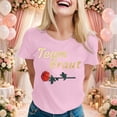thumbnail image 2 of WEIWEN Team Bride T Shirts for Women Flower Wreath Flowers Engagement Gift Womens Summer Tops Going Out Clothing Pink, L, 2 of 4