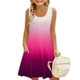 thumbnail image 2 of Girls Summer Dress Sleeveless Flowy Tiered Casual A-Line Teen Beach Sundresses Tank Maxi Dresses with Pockets Hot Pink 150, 2 of 6
