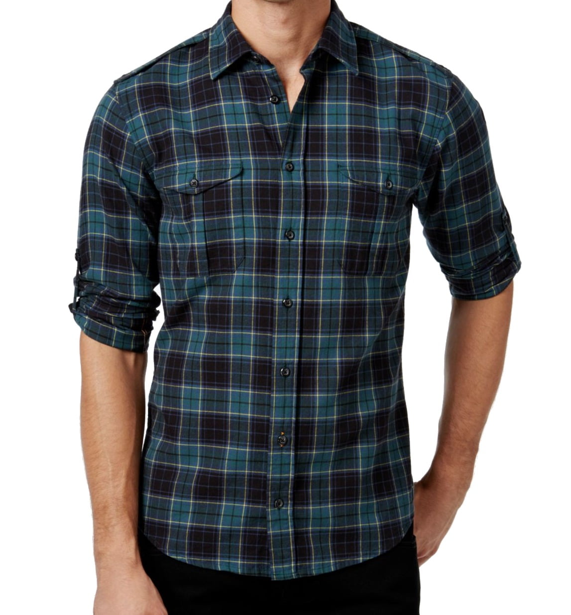 Hugo Boss Hugo Boss NEW Blue Mens Size 2XL Button Down Plaid Printed