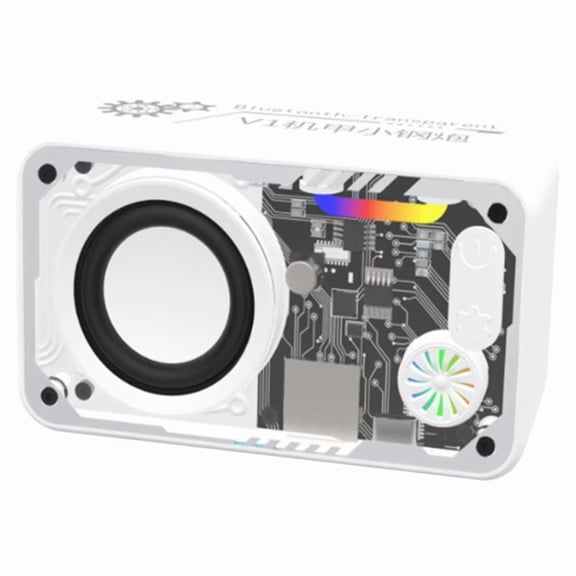 Portable Intelligent Mini Speaker Bluetooth-Compatible 5.3 with LED Colorful Light Transparent Mecha Type-C Charging A,1 x Bluetooth Speaker,White