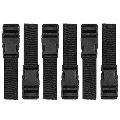 Luggage Nylon Straps with Quick Release Buckle Utility Straps for Travel Packing Outdoor Sports 6 Pack 2.5 x 150cm (Black)