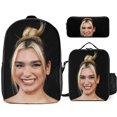 thumbnail image 1 of Dua Lipa Backpack Set Spacious Daypack Snack Bag and Multi Pocket Pencil Case, 1 of 3
